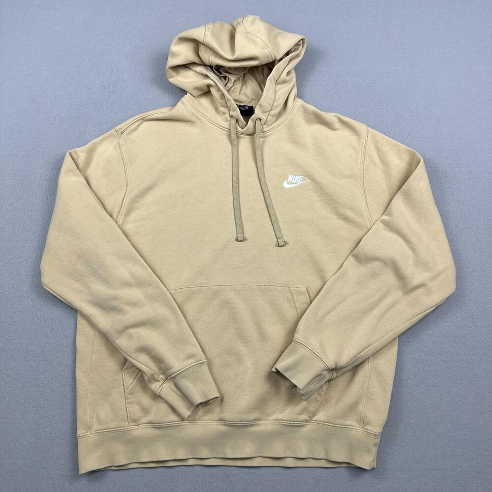 Nike Hoodie Men Medium Gold Solid Club Fleece Sweatshirt Pullover Pockets M